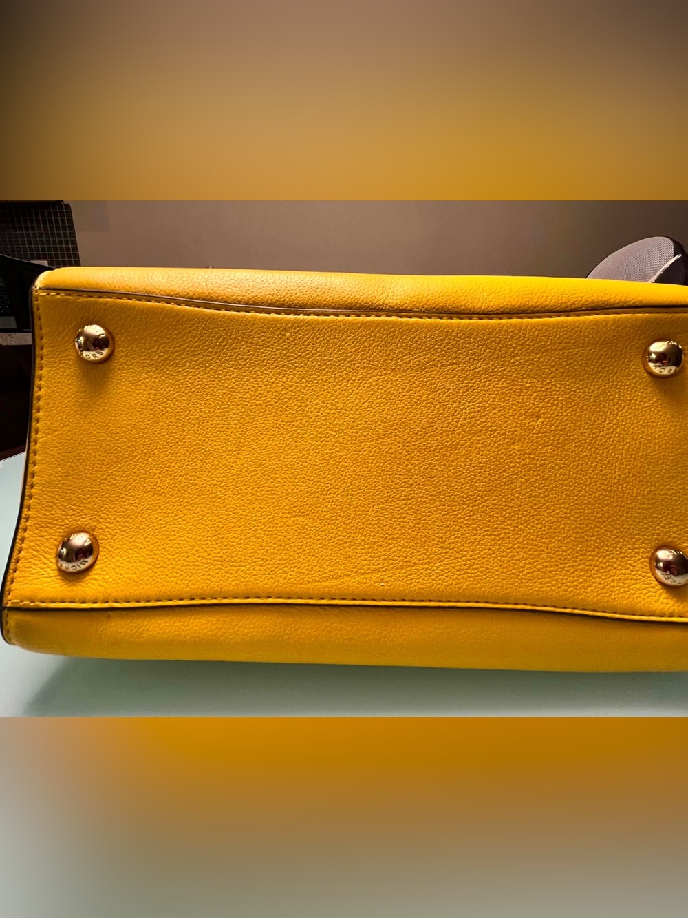 Michael Kors Yellow Pebbled Leather Convertible Satchel Crossbody Handbag Bag - Picture 10 of 11
